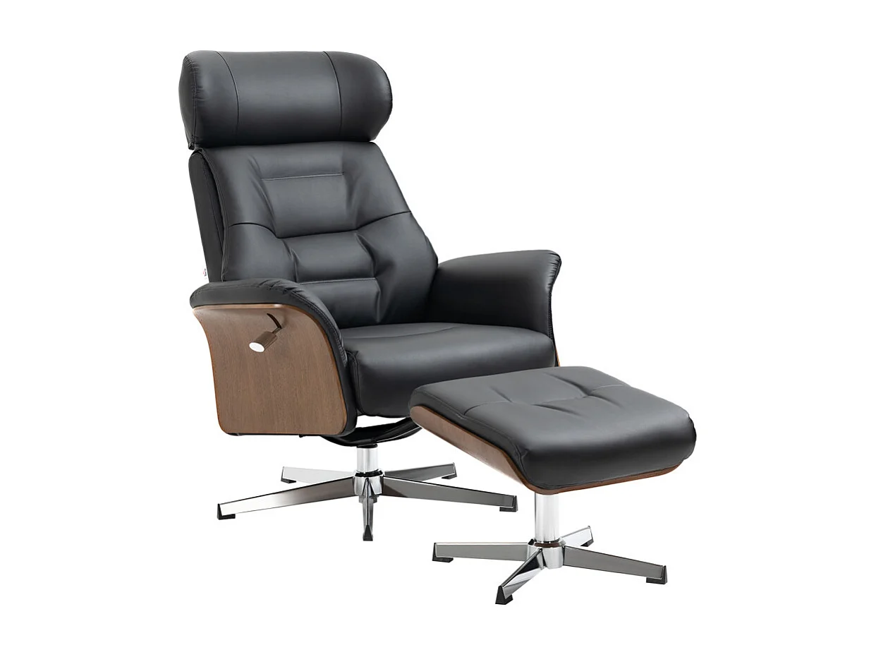 Fauteuil relax design avec repose-pieds FRANKLIN noir