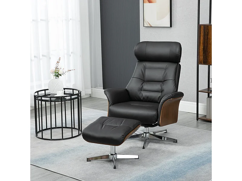 Fauteuil relax design avec repose-pieds FRANKLIN noir