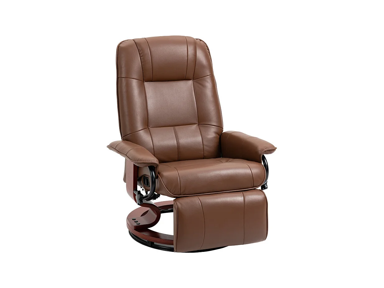 Fauteuil relax inclinable avec repose-pied NATHAN marron