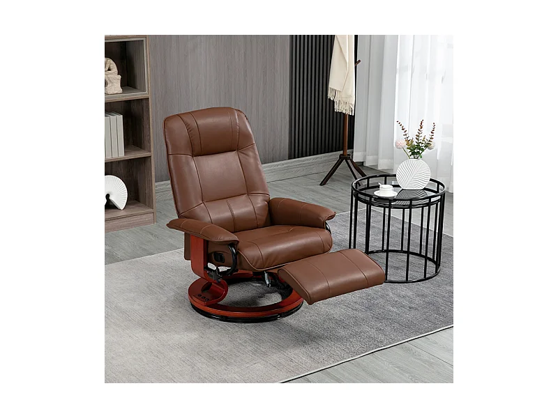 Fauteuil relax inclinable avec repose-pied NATHAN marron