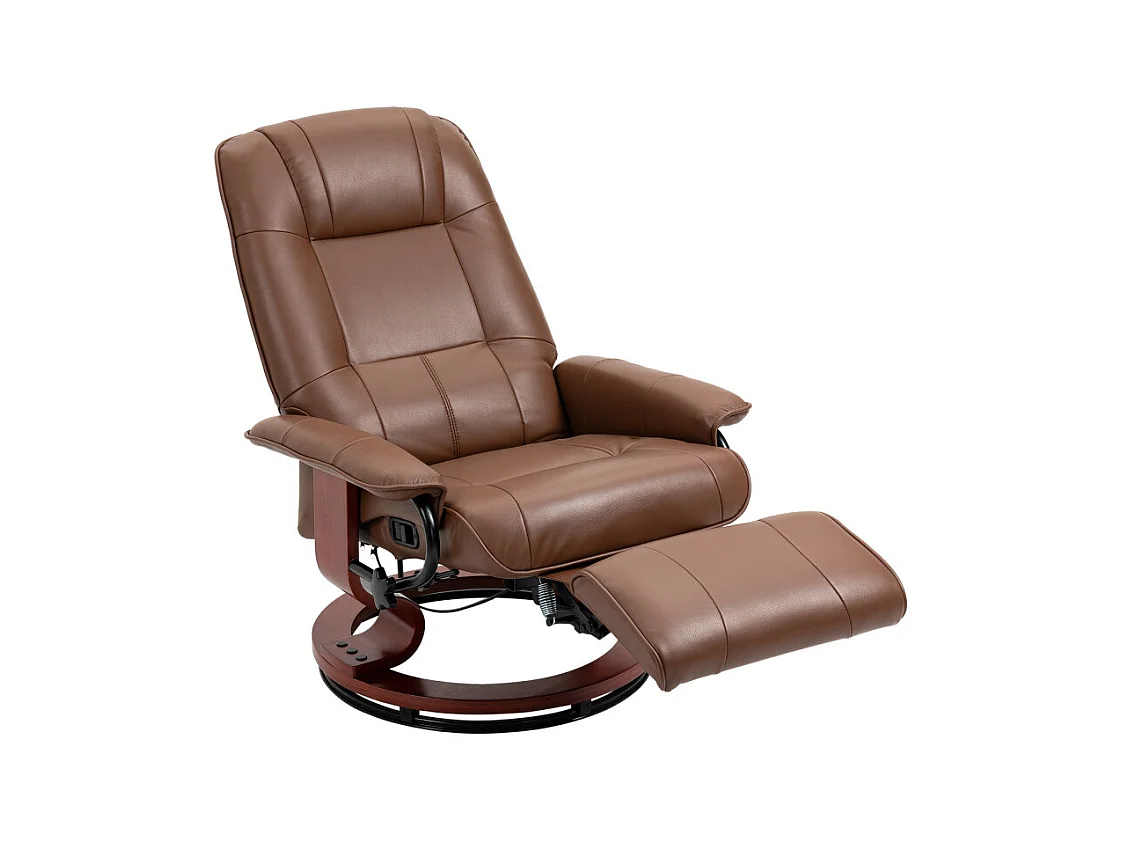 Fauteuil relax inclinable avec repose-pied NATHAN marron