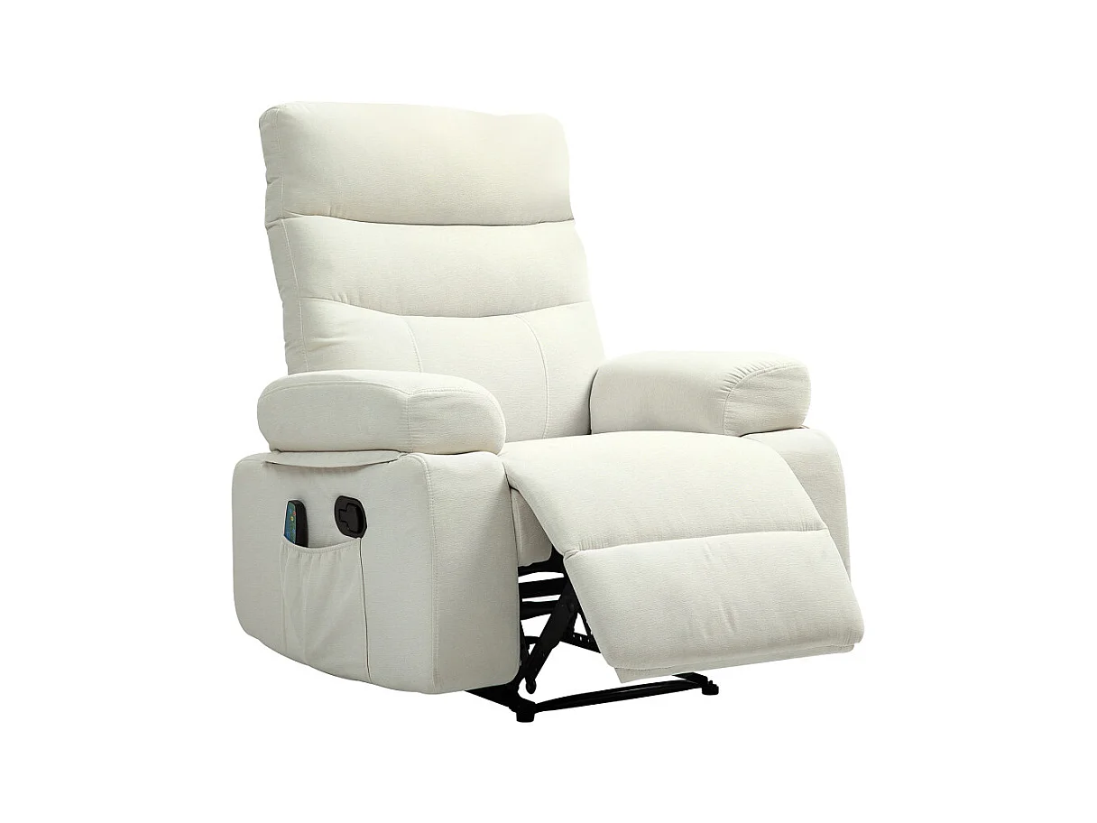 160 Fauteuil de massage inclinable chauffant VITTORIO blanc cassé