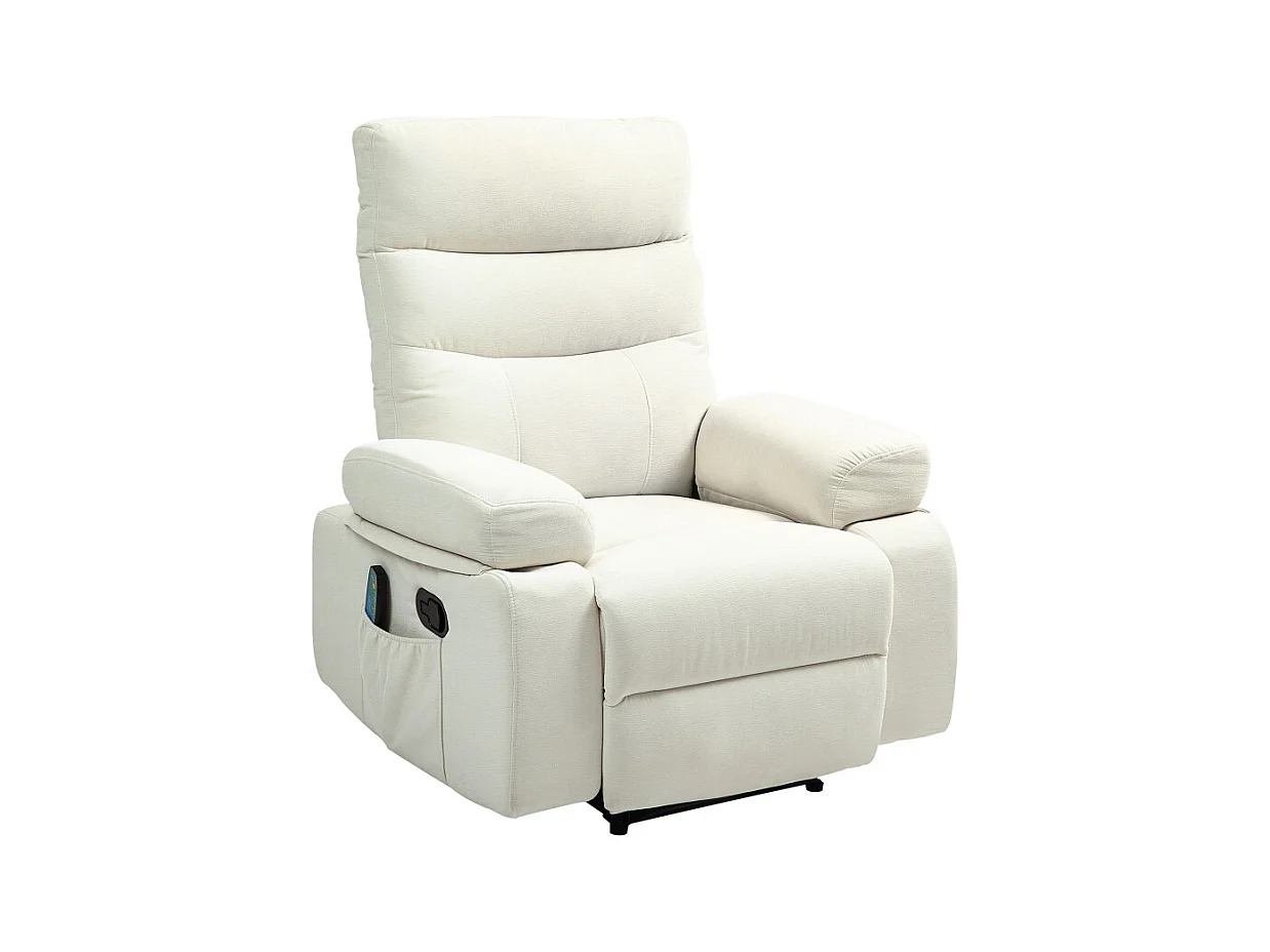 160 Fauteuil de massage inclinable chauffant VITTORIO blanc cassé