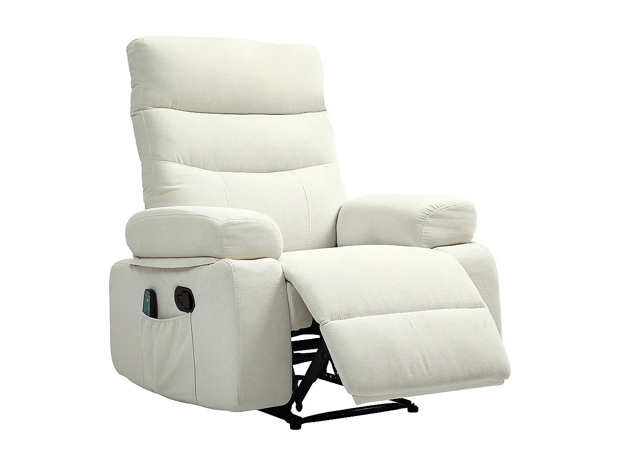 160 Fauteuil de massage inclinable chauffant VITTORIO blanc cassé