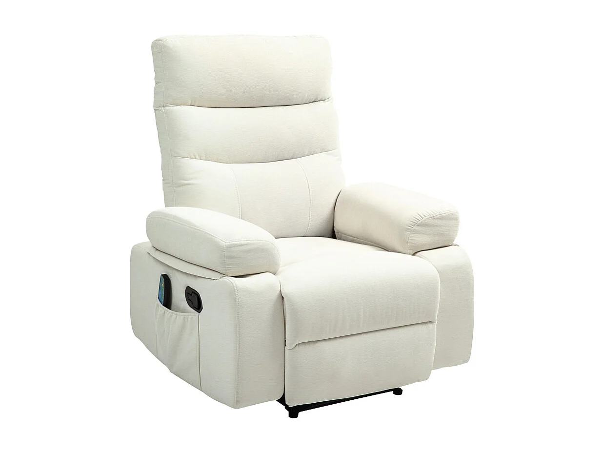160 Fauteuil de massage inclinable chauffant VITTORIO blanc cassé