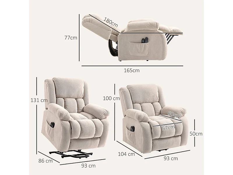 Fauteuil releveur massant inclinable ELEONORA beige