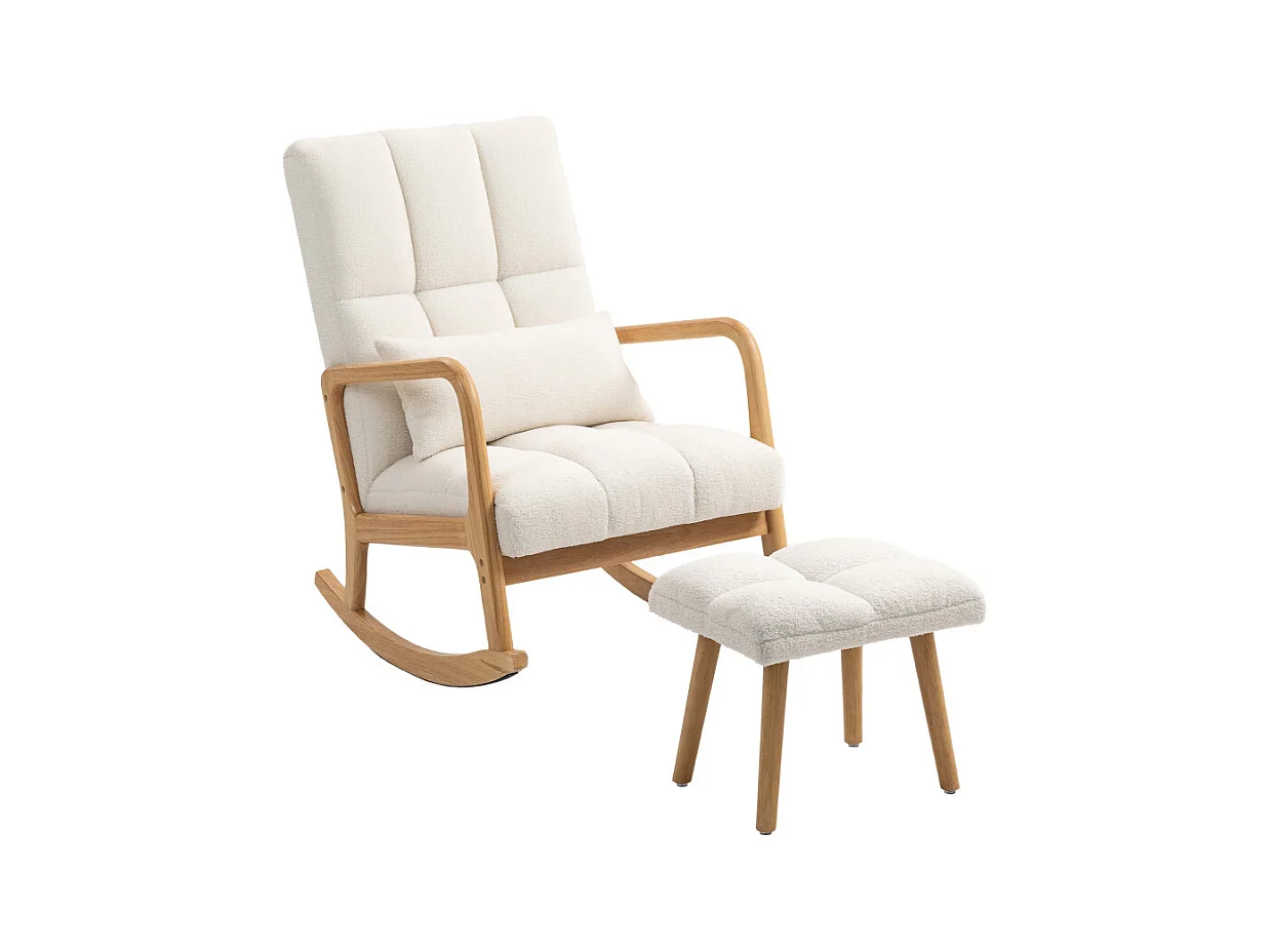Fauteuil à bascule avec repose-pieds LIVIA blanc