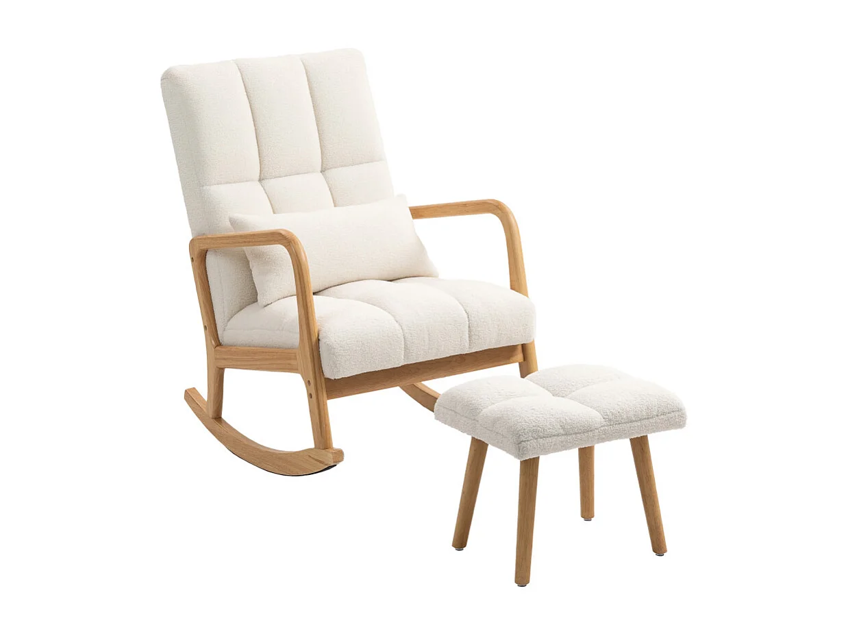 Fauteuil à bascule avec repose-pieds LIVIA blanc