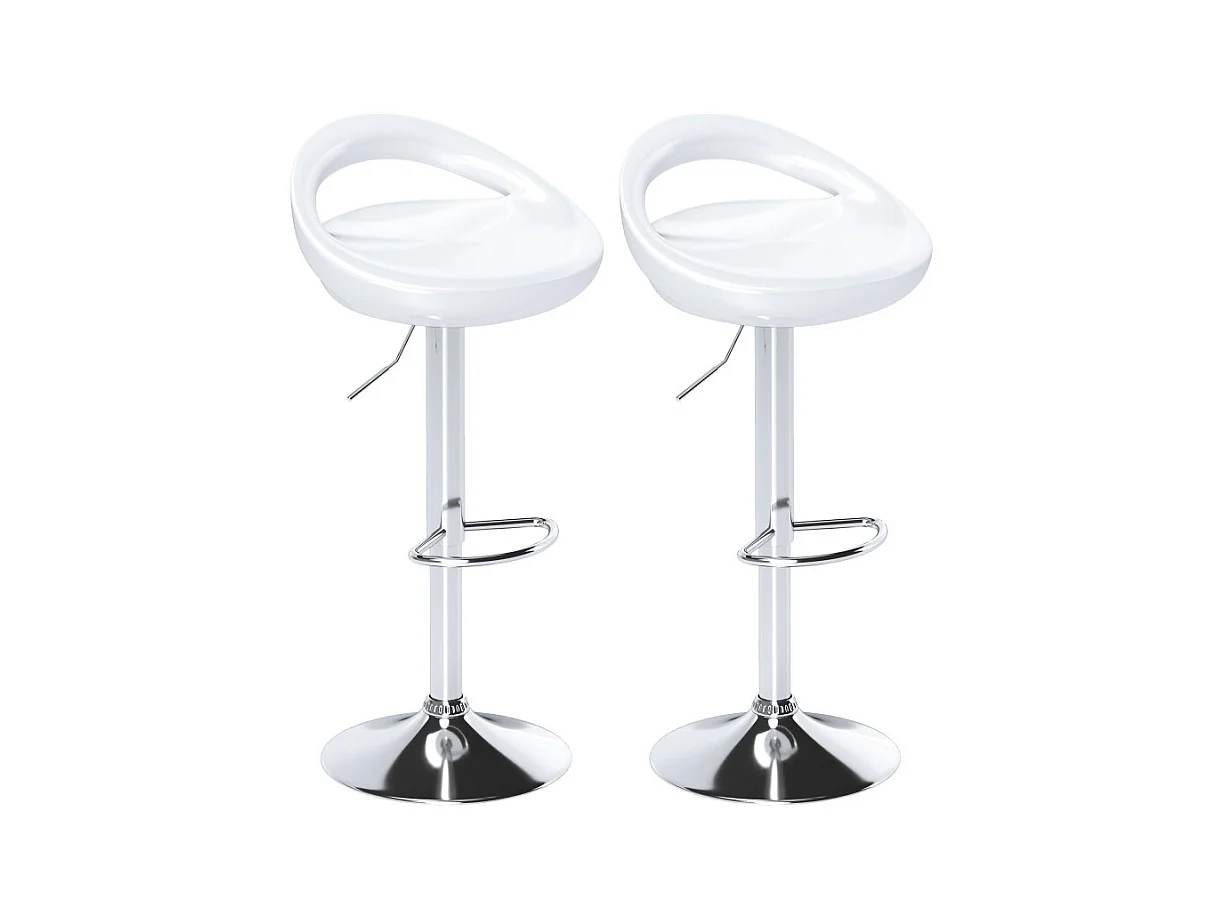 Lot de 2 tabourets de bar pivotant repose-pieds ALADIE blanc