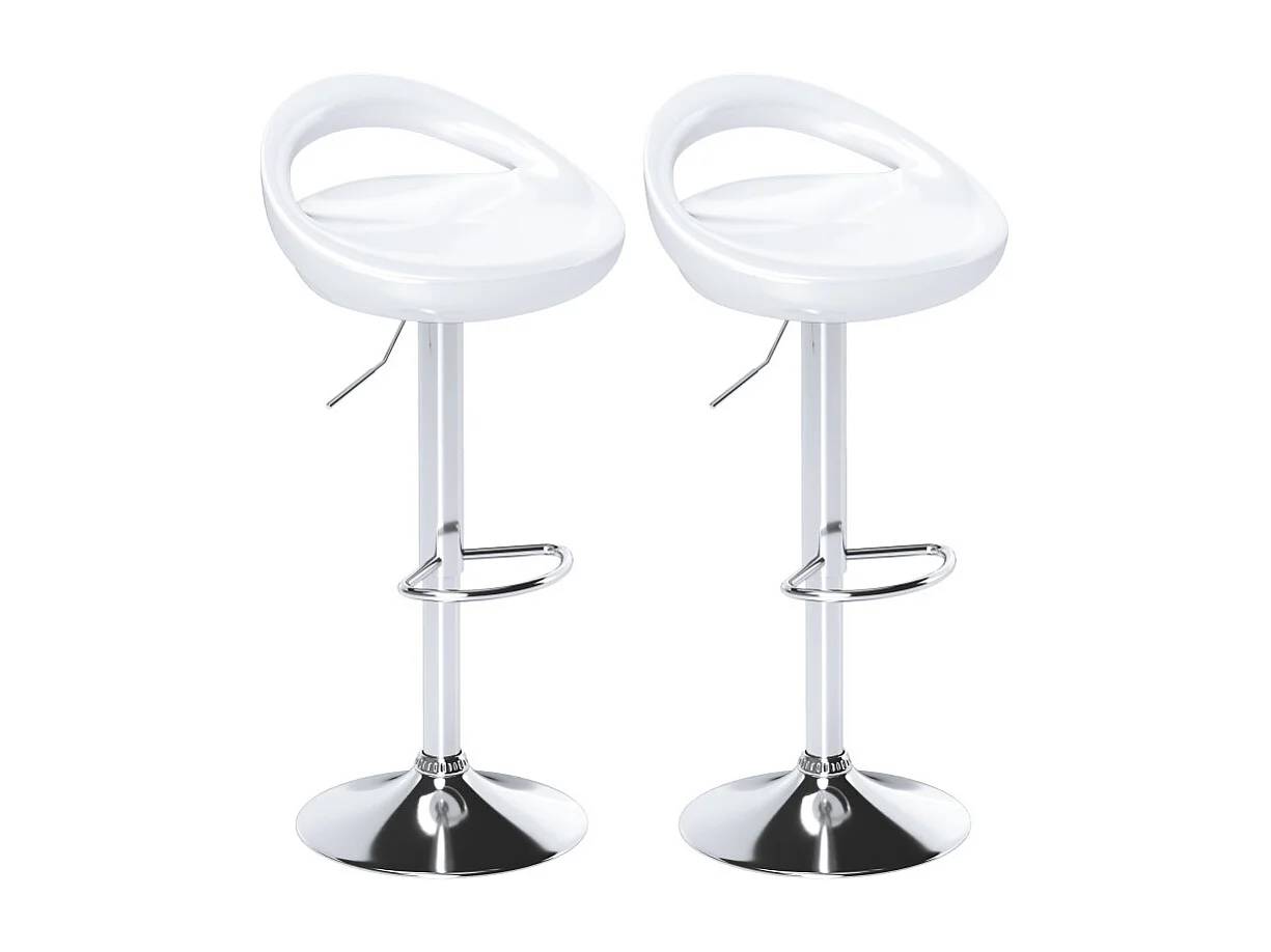 Lot de 2 tabourets de bar pivotant repose-pieds ALADIE blanc