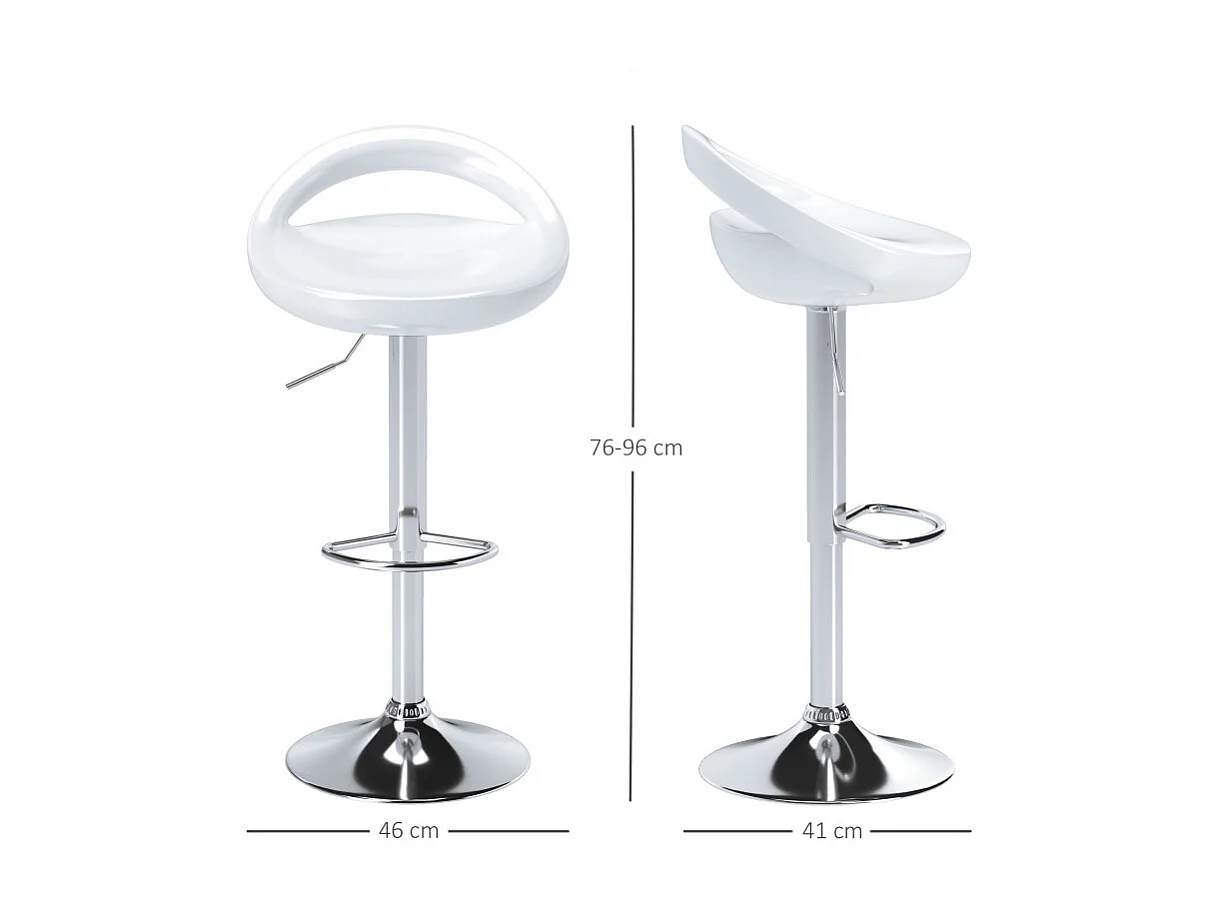 Lot de 2 tabourets de bar pivotant repose-pieds ALADIE blanc