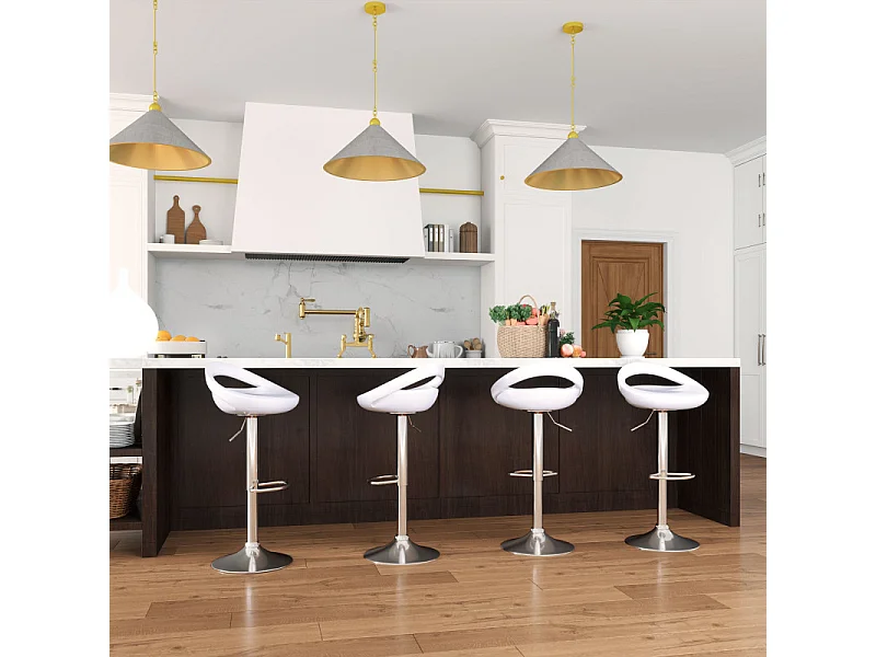 Lot de 2 tabourets de bar pivotant repose-pieds ALADIE blanc