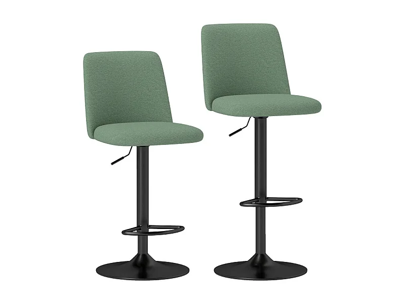Lot de 2 tabourets de bar LYKKE tissu vert acier noir mat