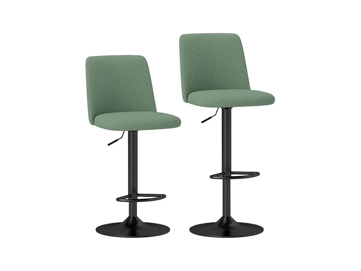 Lot de 2 tabourets de bar LYKKE tissu vert acier noir mat