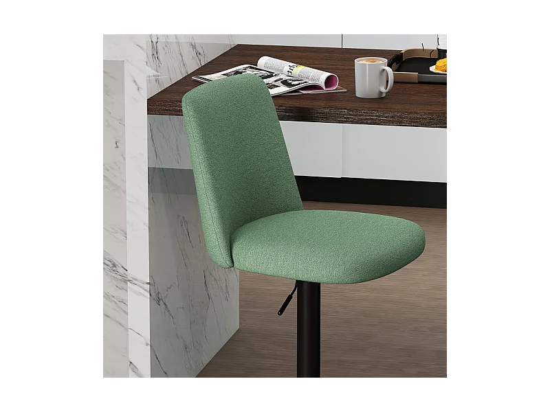 Lot de 2 tabourets de bar LYKKE tissu vert acier noir mat