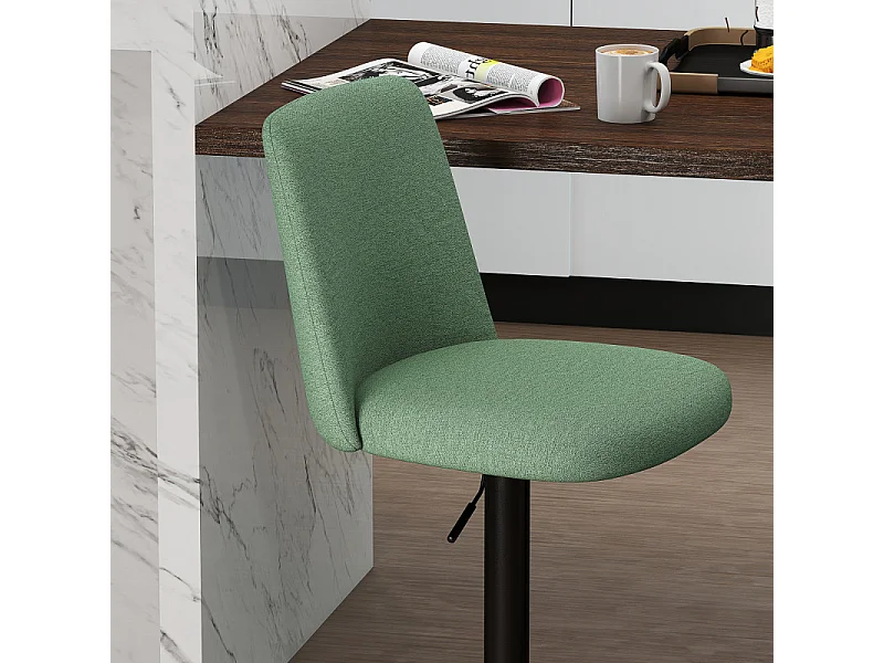 Lot de 2 tabourets de bar LYKKE tissu vert acier noir mat