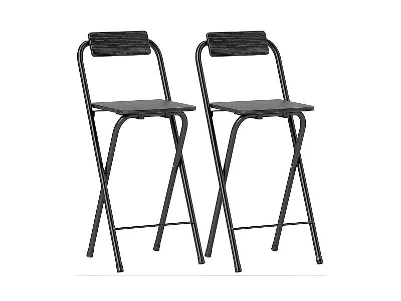 Lot de 2 tabourets de bar pliants SHARON noir
