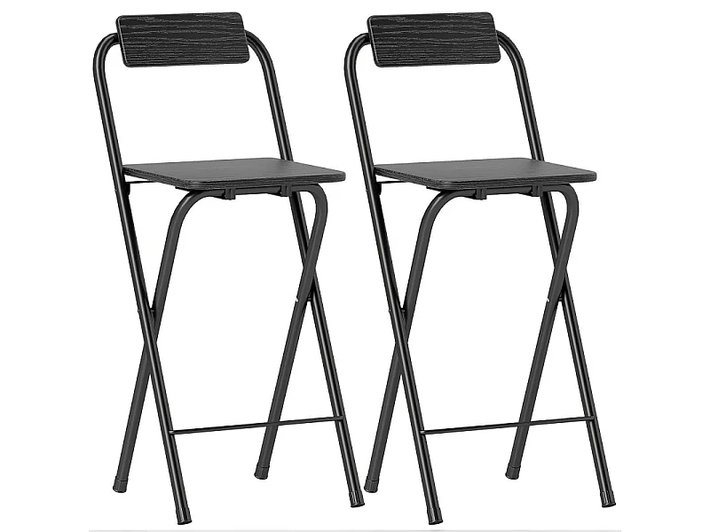 Lot de 2 tabourets de bar pliants SHARON noir