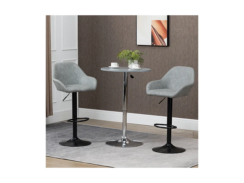 Lot de 2 tabourets de bar design effet vieilli COLINE gris et noir