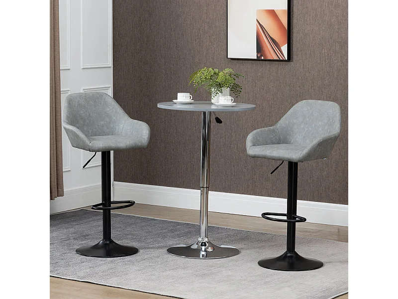 Lot de 2 tabourets de bar design effet vieilli COLINE gris et noir