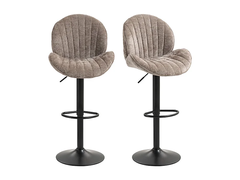 Lot de 2 tabourets de bar design coquillage NOEMIE marron et noir