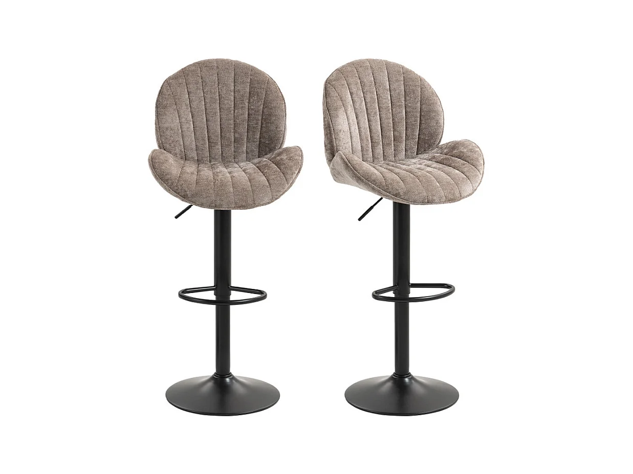 Lot de 2 tabourets de bar design coquillage NOEMIE marron et noir