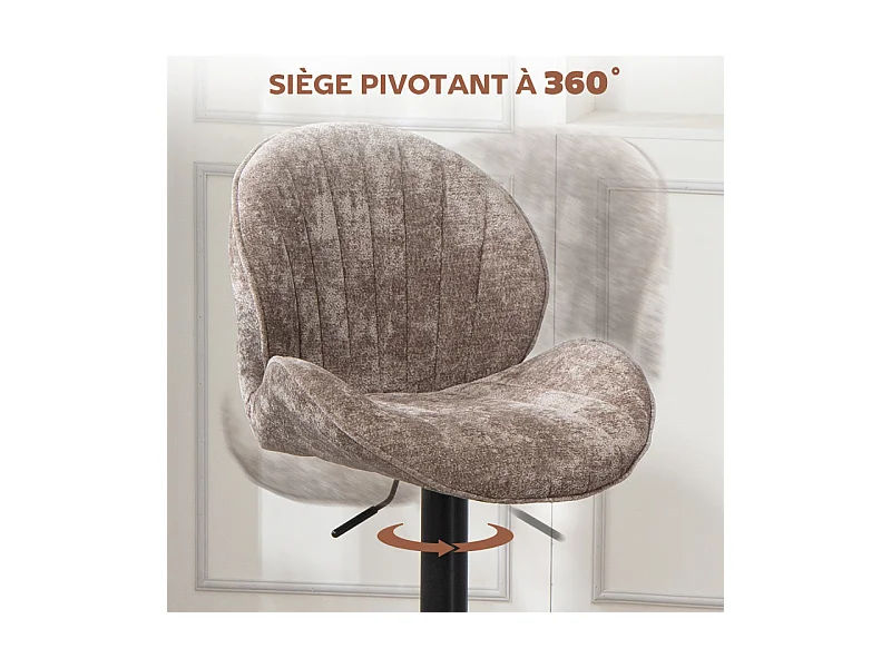 Lot de 2 tabourets de bar design coquillage NOEMIE marron et noir