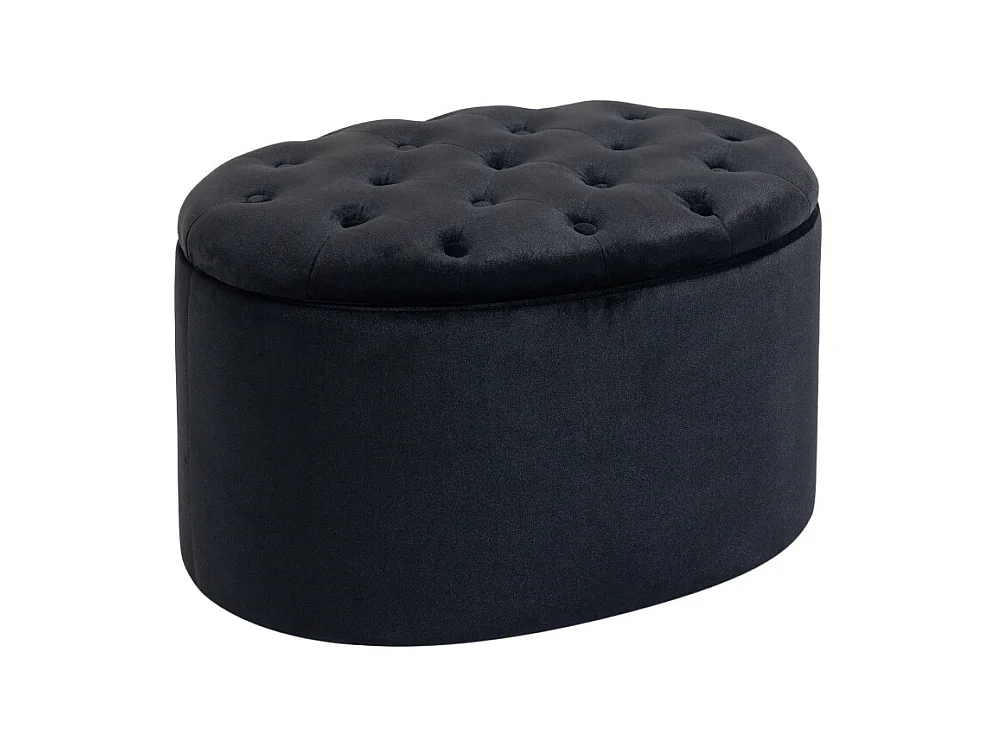 Pouf ovale style Chesterfield velours ELODIE noir