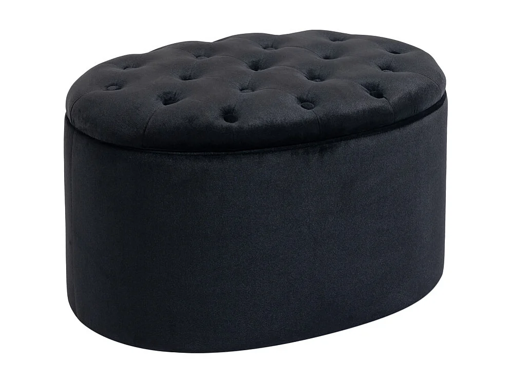 Pouf ovale style Chesterfield velours ELODIE noir