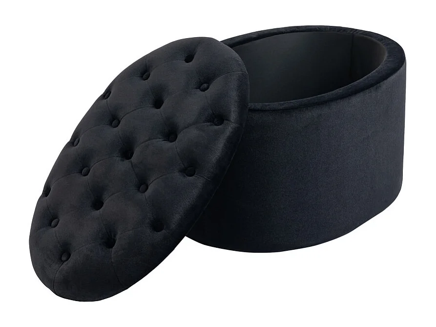 Pouf ovale style Chesterfield velours ELODIE noir
