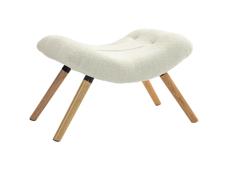 Pouf bouclette assise courbée ADELE blanc crème