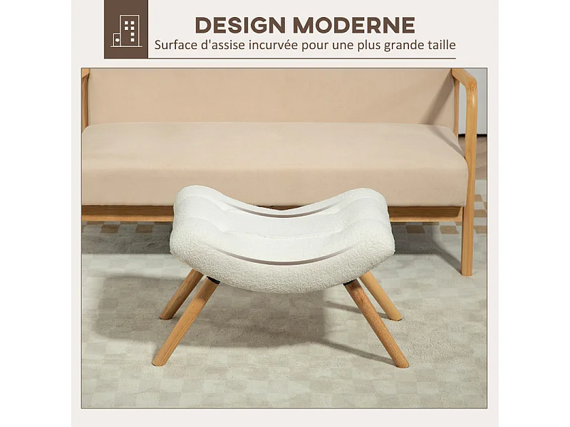 Pouf bouclette assise courbée ADELE blanc crème