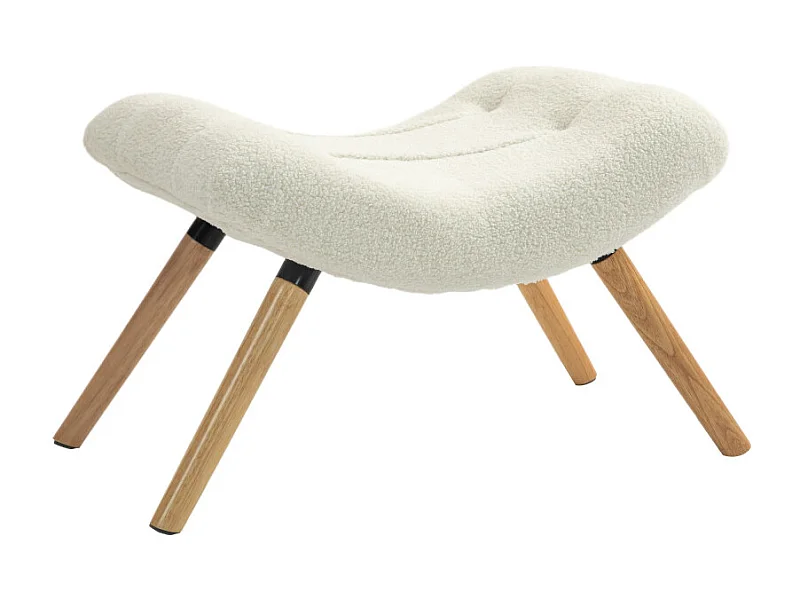 Pouf bouclette assise courbée ADELE blanc crème