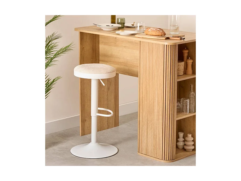 Lot de 2 Tabourets de Bar "Isla" 60-76cm Ivoire