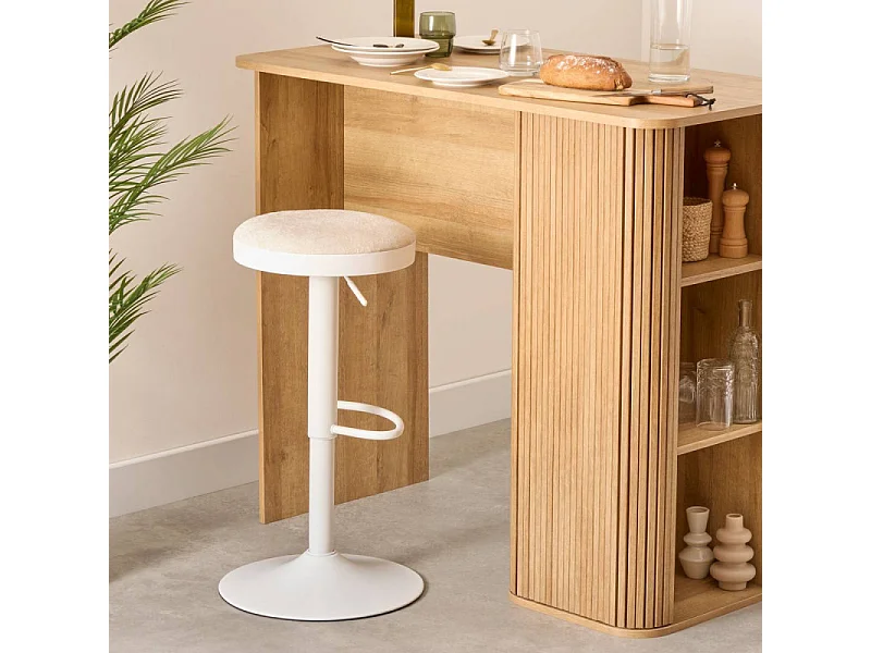 Lot de 2 Tabourets de Bar "Isla" 60-76cm Ivoire