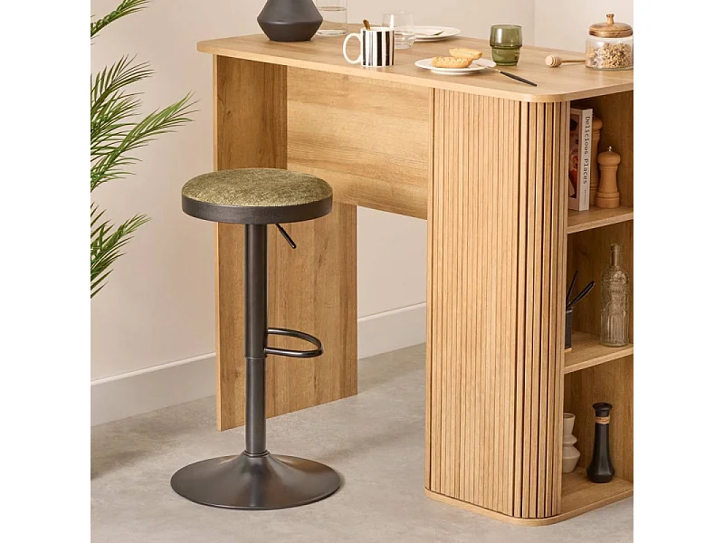 Lot de 2 Tabourets de Bar "Isla" 60-76cm Kaki