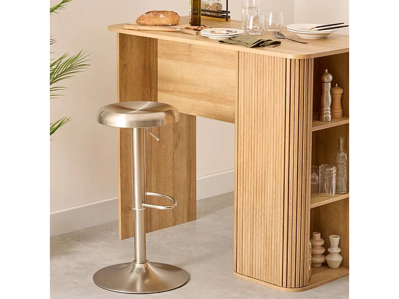 Lot de 2 Tabourets de Bar Ajustables "Ilsa" 75cm Argent