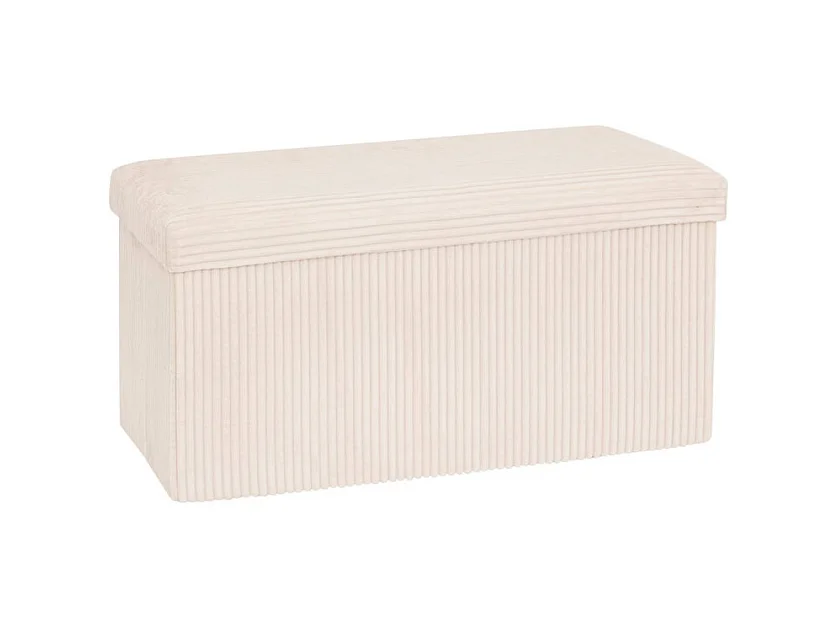 Pouf pliant double Arum côtelé 76 x 38 cm ivoire Atmosphera