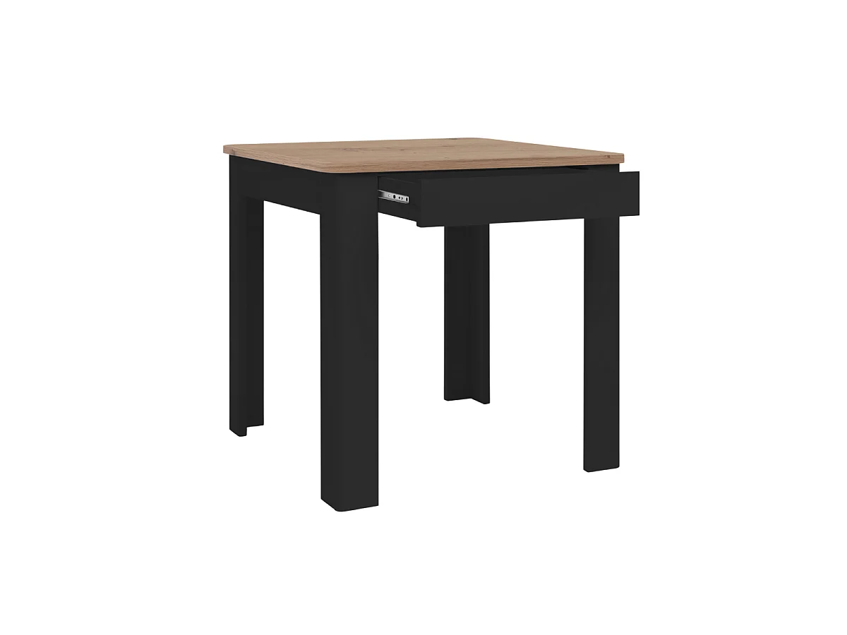 Esstisch mit quadratischer 80x80 cm Tischplatte und 1 Aufbewahrungsschublade - SKARA