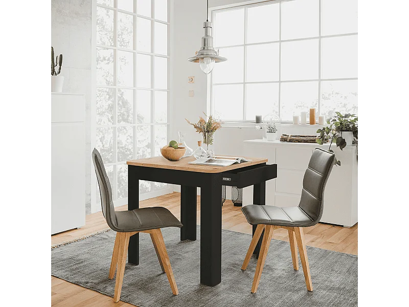 Table à manger carré 80x80 cm avec tiroir SKARA