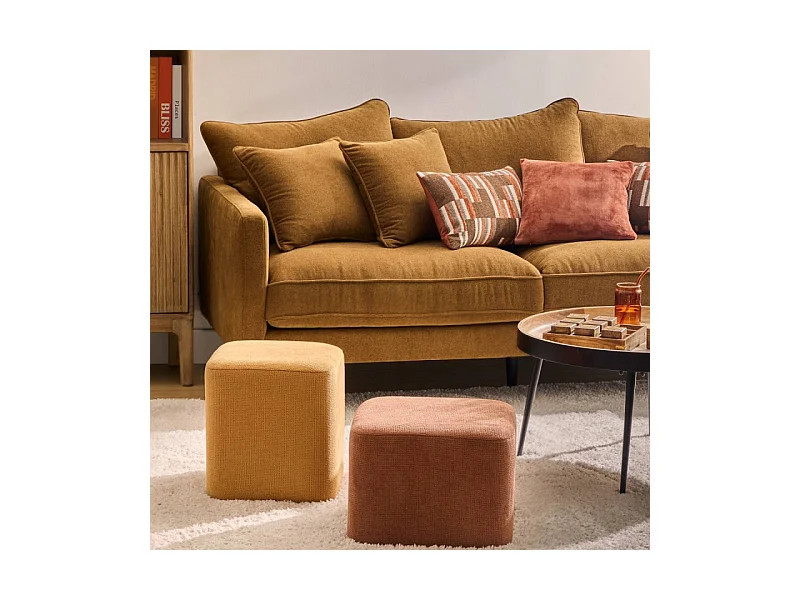 Pouf 2 en 1 "Doki" 41cm Ambre & Ocre