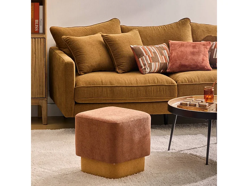 Pouf 2 en 1 "Doki" 41cm Ambre & Ocre