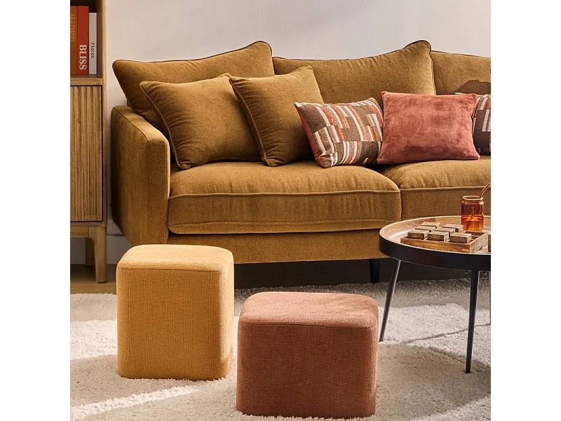 Pouf 2 en 1 "Doki" 41cm Ambre & Ocre