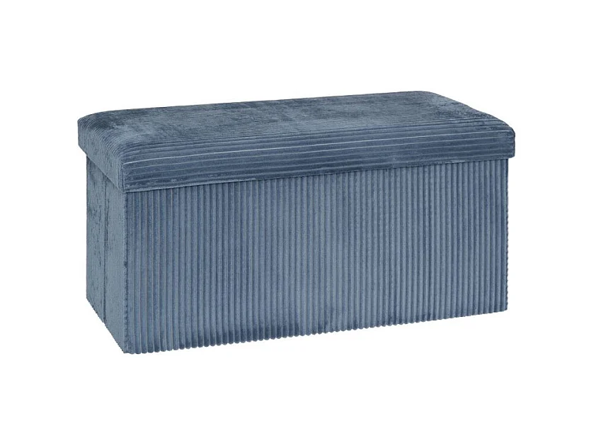 Pouf pliant double Arum côtelé 76 x 38 cm bleu encre Atmosphera