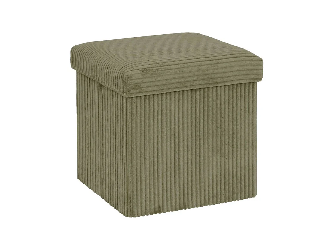 Pouf pliant Arum côtelé 38 x 38 cm kaki Atmosphera