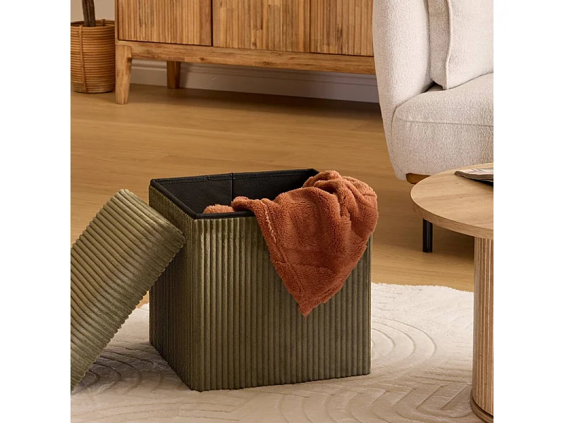 Pouf Pliant Coffre "Arum" 38cm Kaki