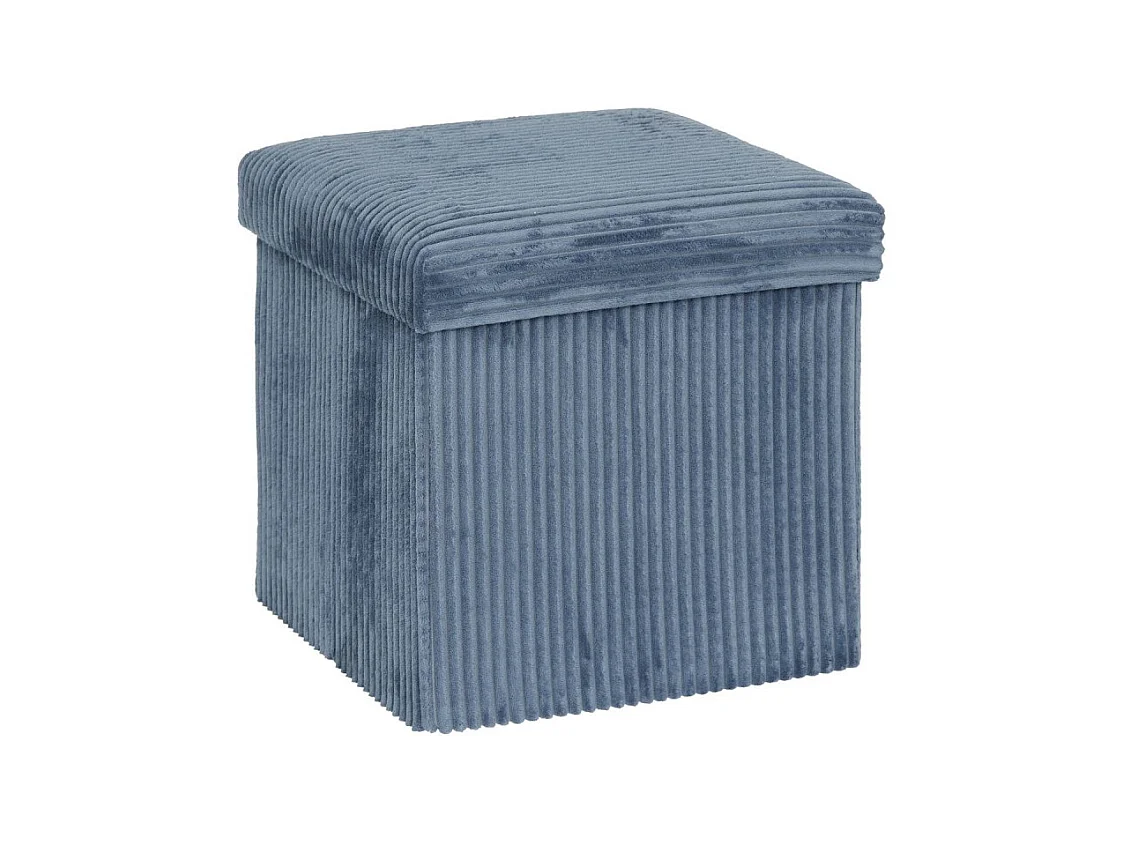 Pouf pliant Arum côtelé 38 x 38 cm bleu encre Atmosphera