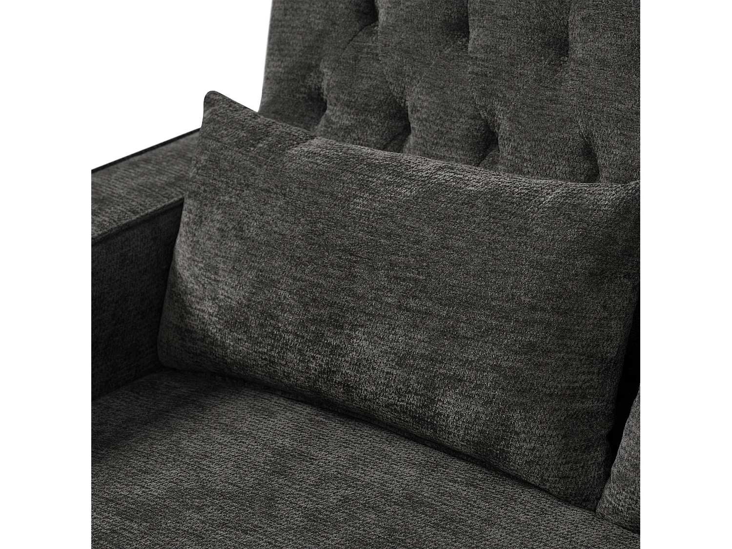 Moderne opklapbare bank voor 2 personen - met drinkhouders - met USB-oplaadpoorten - met kussens - chenille stof - Grijs