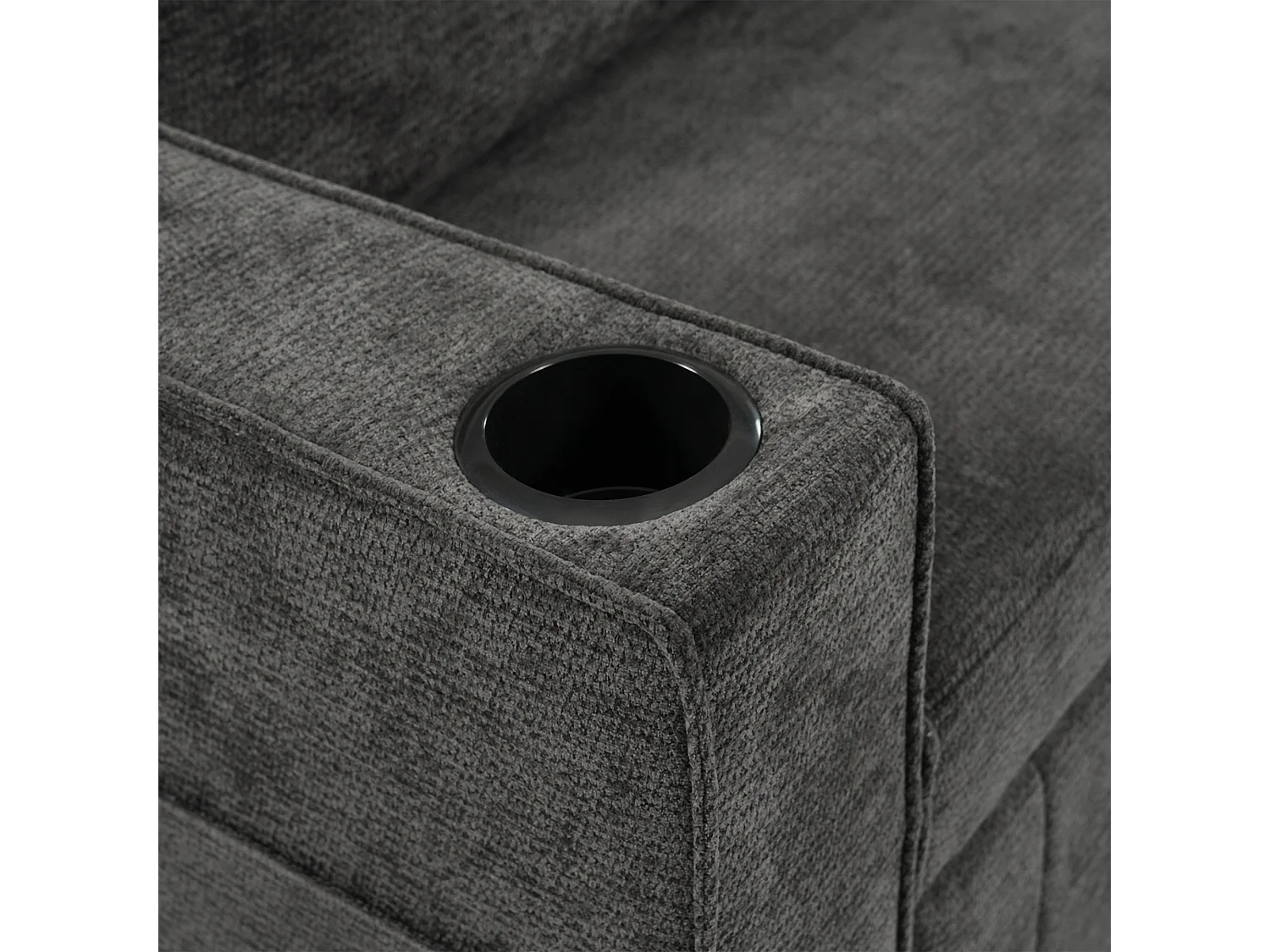 Moderne opklapbare bank voor 2 personen - met drinkhouders - met USB-oplaadpoorten - met kussens - chenille stof - Grijs