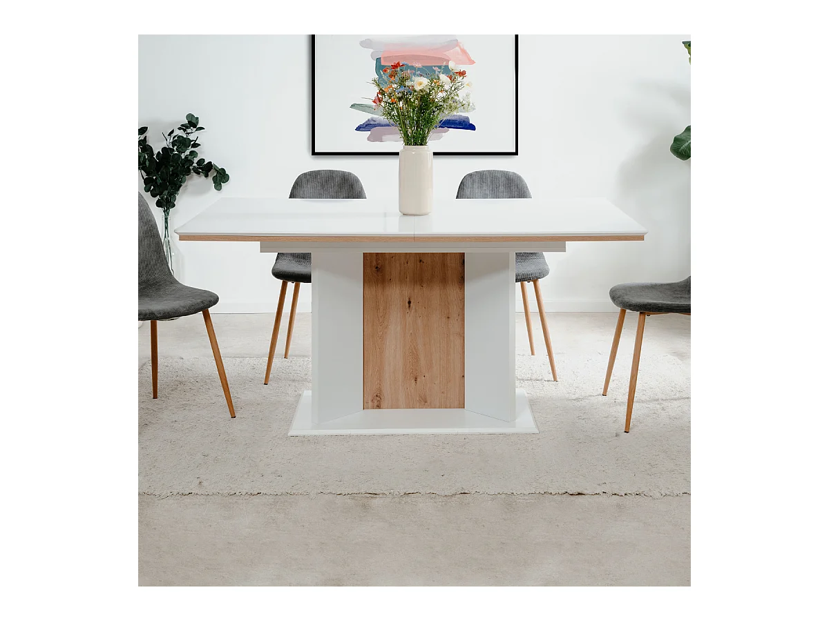 Table à manger extensible de 160 à 200 cm, ouverture automatique - NOVARA